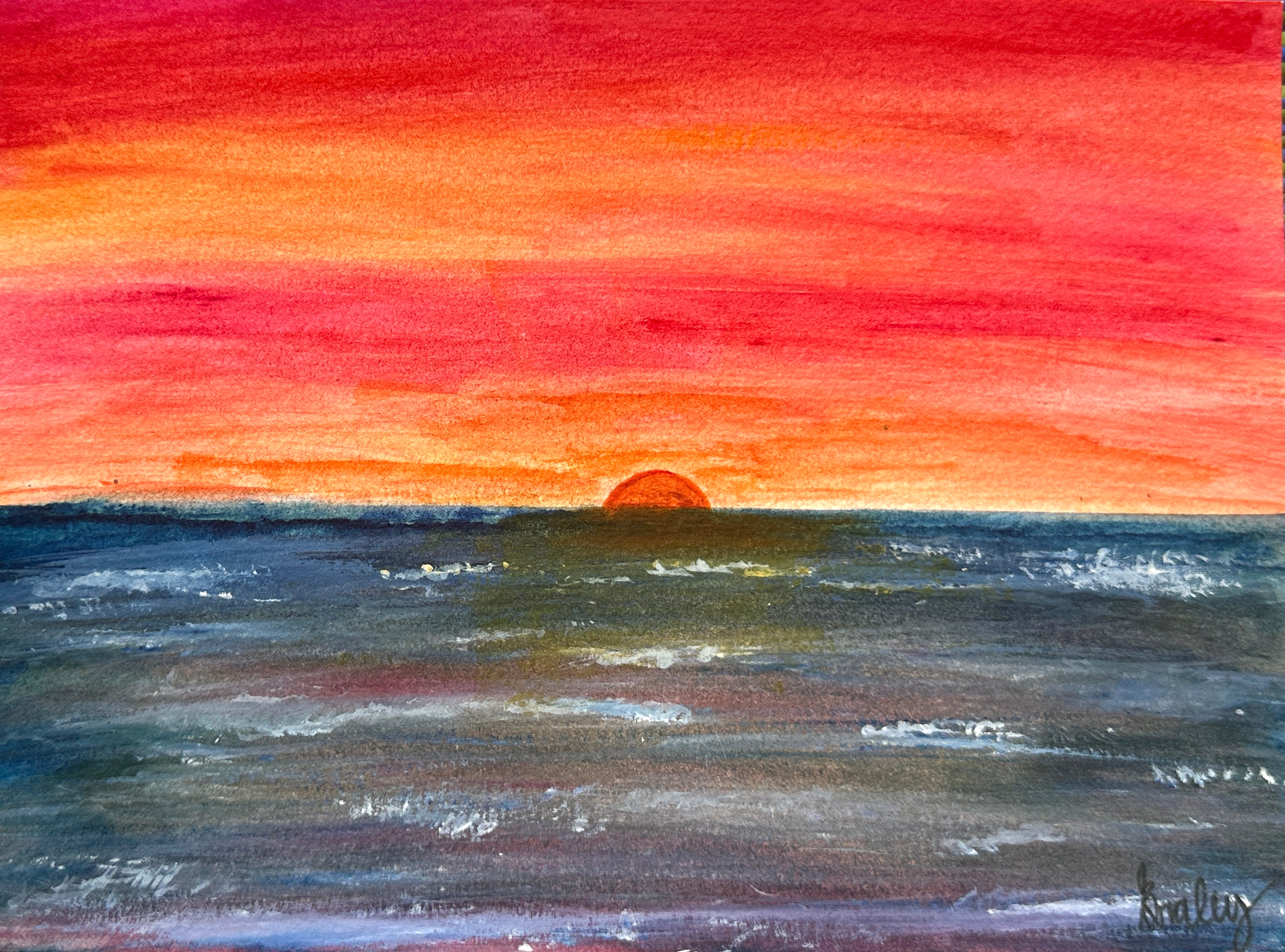 Rainbow Sunset. 5x7 Inch Original