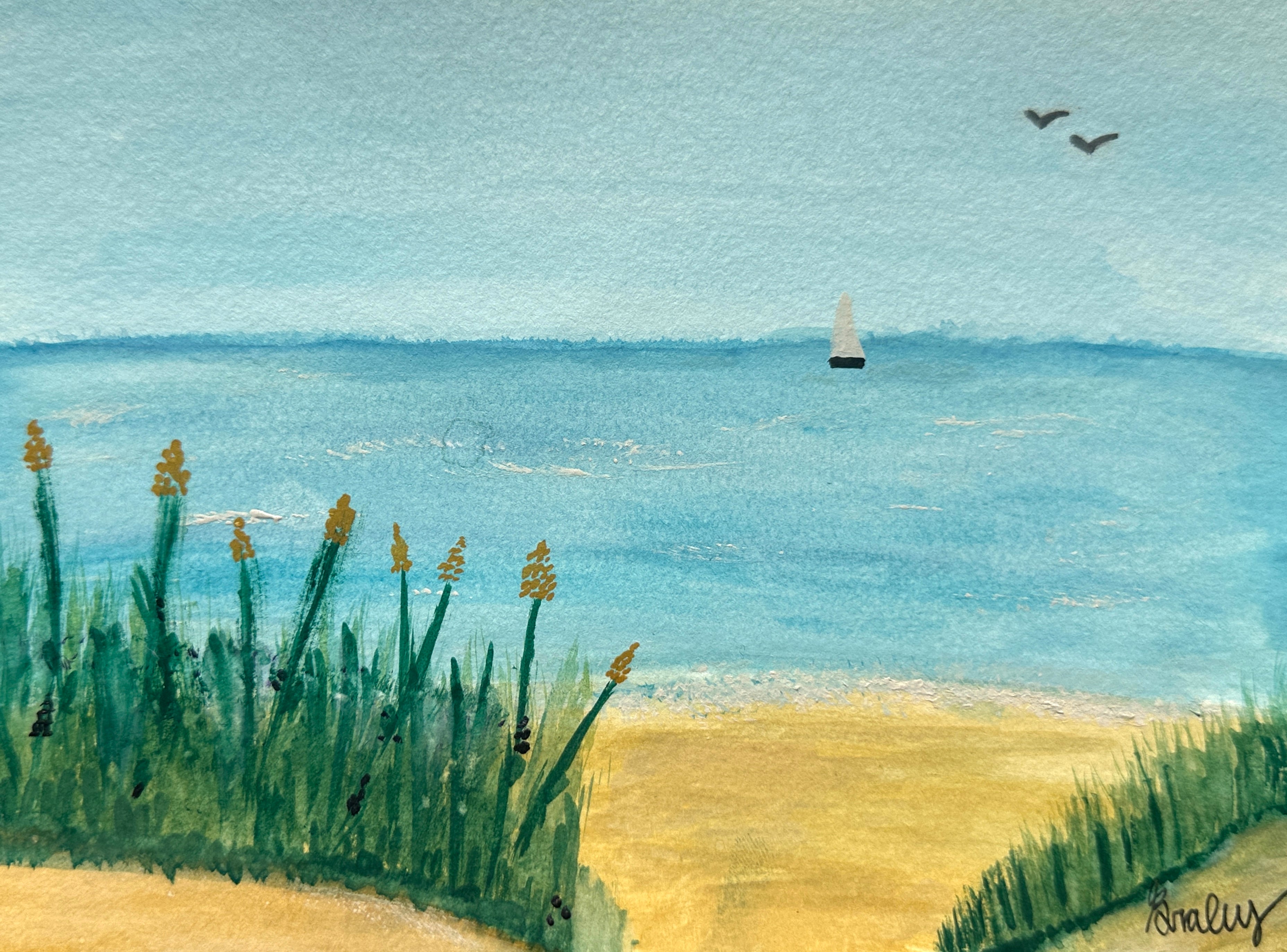 Beach Scene, 5x7 Inch Original